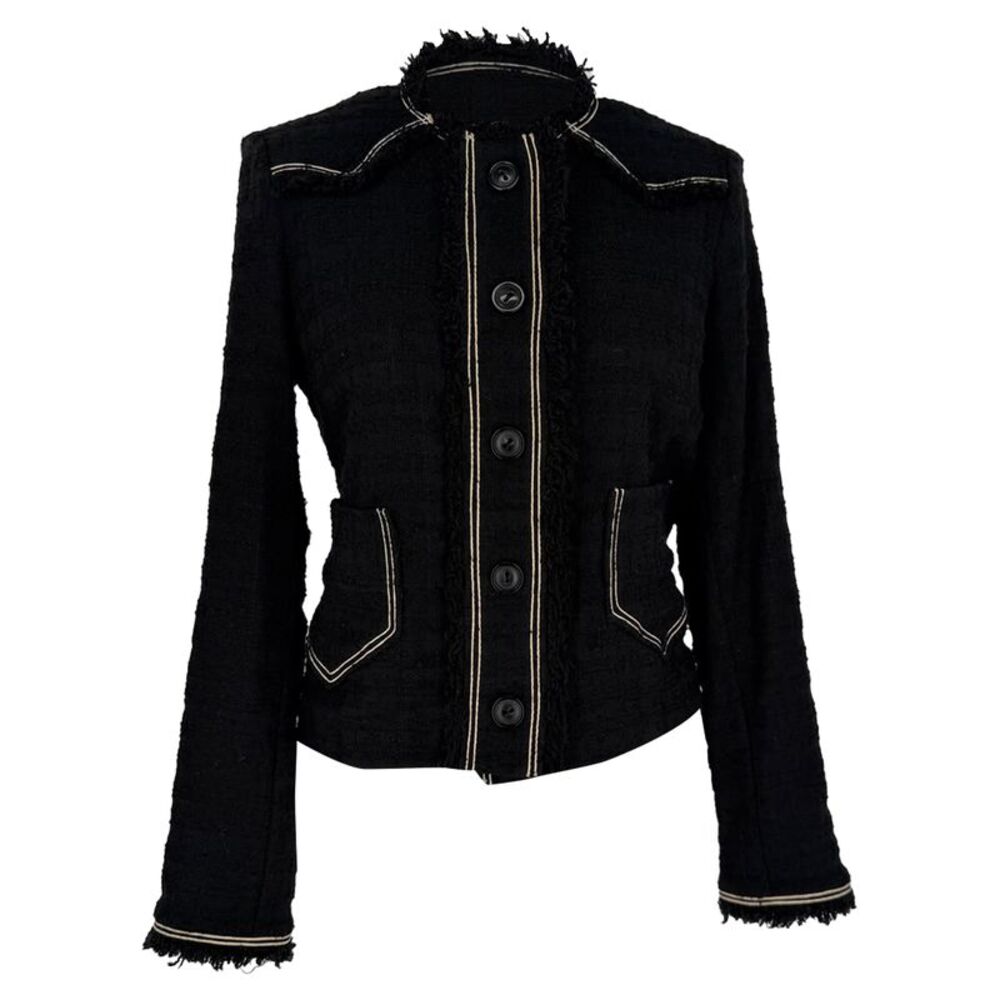 Isabel Marant Etoile Button-Down Tweed Blazer in Black Cotton